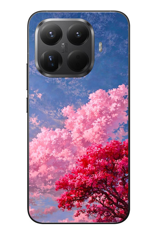 Xiaomi Mi 15T Pro Uyumlu Kırmızı Pembe Ağaçlar Baskılı Silikon Kılıf