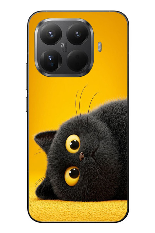 Xiaomi Mi 15T Pro Uyumlu Yan Bakan Siyah Kedi Baskılı Silikon Kılıf