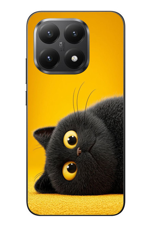 Xiaomi Mi 15T Uyumlu Yan Bakan Siyah Kedi Baskılı Silikon Kılıf
