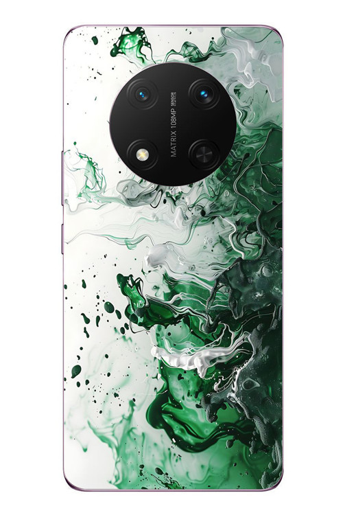 Honor Magic 7 Lite Uyumlu Yeşil Beyaz Dalgalar Baskılı Silikon Kılıf