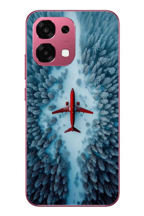 Oppo A6 Pro Uyumlu Kış Ortasında Uçak Baskılı Silikon Kılıf