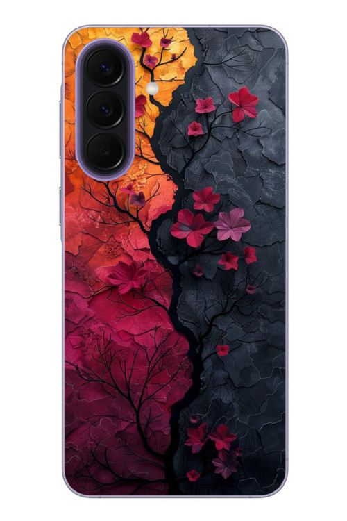 Samsung Galaxy A57 Uyumlu Yaprak Geçişkenliği Baskılı Silikon Kılıf