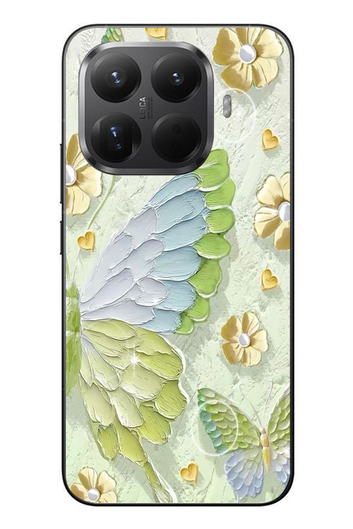 Xiaomi Mi 15T Pro Uyumlu Yeşil Mavi Kelebek Baskılı Silikon Kılıf
