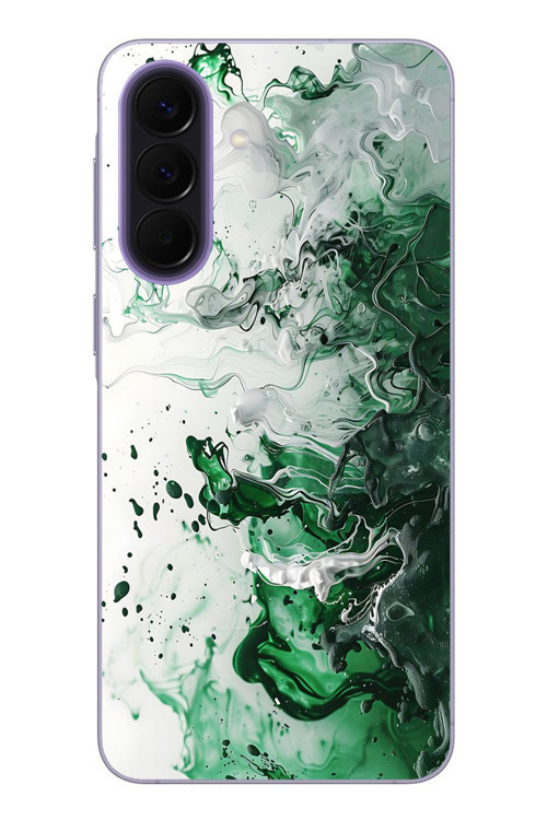 Samsung Galaxy A57 Uyumlu Yeşil Beyaz Dalgalar Baskılı Silikon Kılıf