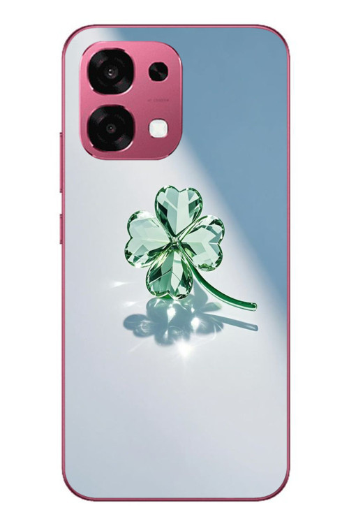 Oppo A6 Pro Uyumlu Yeşil Yonca Baskılı Silikon Kılıf