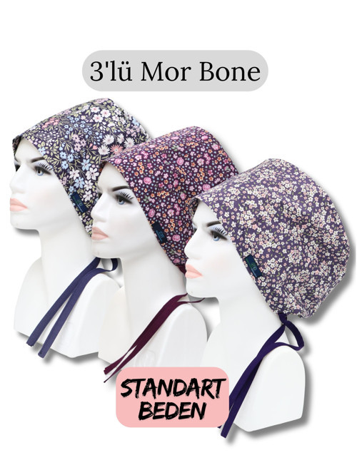 Standart Beden 3lü Mor Bone Mor Kır Çiçekleri Mor Çıtır Mor Çıtı Pıtı Cerrahi Bone