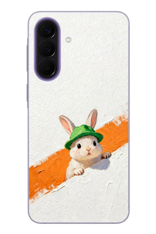 Samsung Galaxy A57 Uyumlu Yeşil Şapkalı Tavşan Baskılı Silikon Kılıf