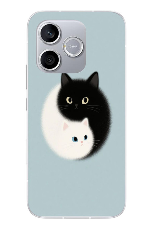 Honor 600 Lite Uyumlu Yin Yang Kediler Baskılı Silikon Kılıf