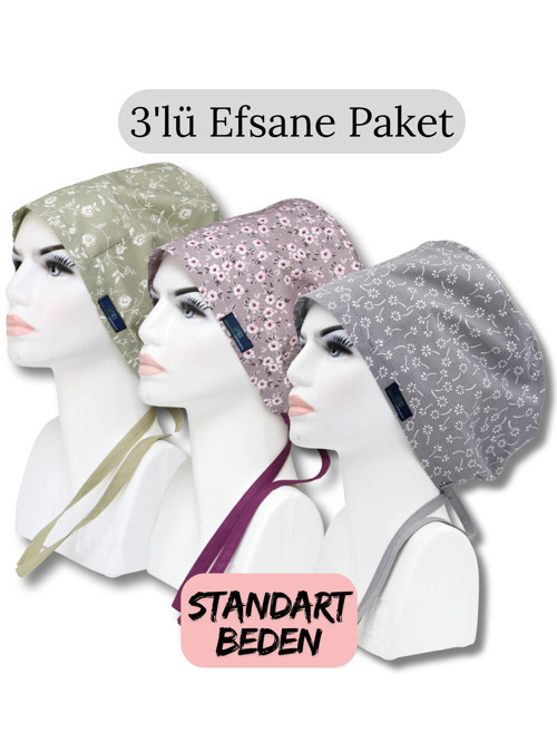 Standart Beden 3lü Efsane Paket Küf Yeşili Güller Leylak Çiçek Bahçesi Gri Nazlı Çiçekler Cerrahi Bone