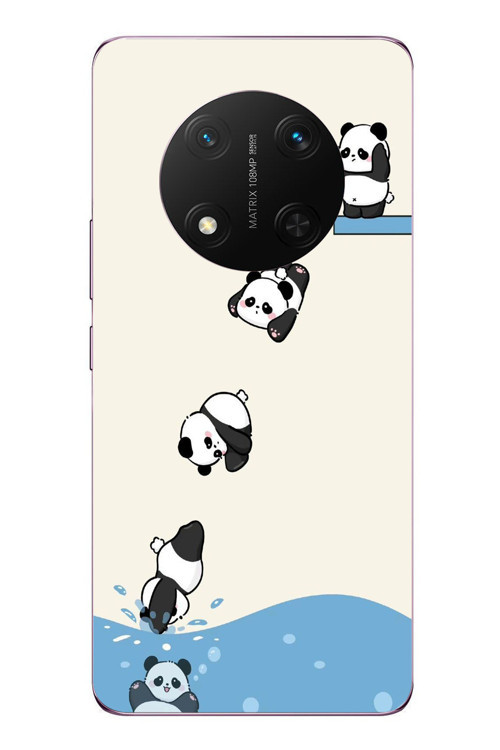 Honor Magic 7 Lite Uyumlu Yüzen Pandalar Baskılı Silikon Kılıf