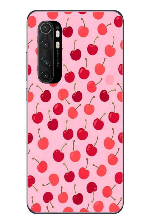Xiaomi Mi 10 Lite Uyumlu Pembe Kirazlar Baskılı Silikon Kılıf