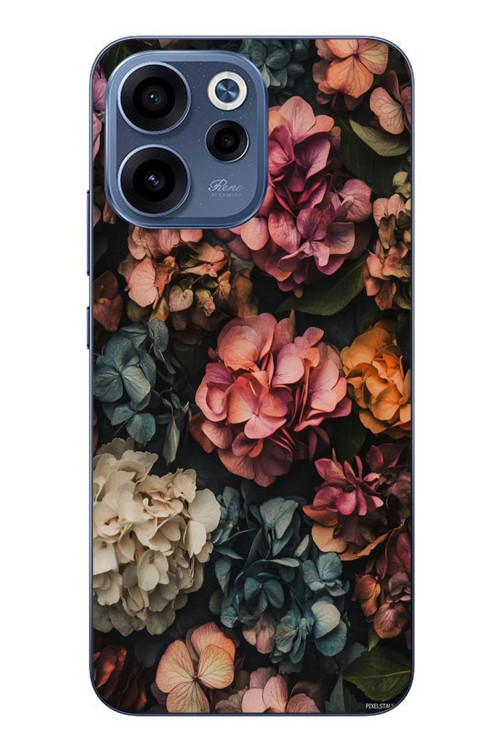 Oppo Reno 15F Uyumlu Koyu Çiçekler Baskılı Silikon Kılıf