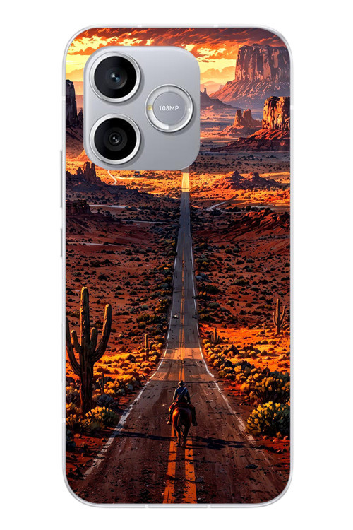 Honor 600 Lite Uyumlu Kovboy Yolda Baskılı Silikon Kılıf
