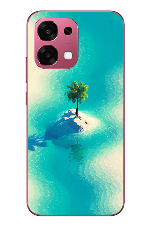 Oppo A6 Pro Uyumlu Adada Palmiye Baskılı Silikon Kılıf