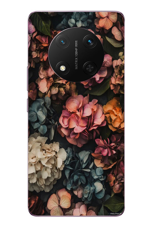 Honor Magic 7 Lite Uyumlu Koyu Çiçekler Baskılı Silikon Kılıf