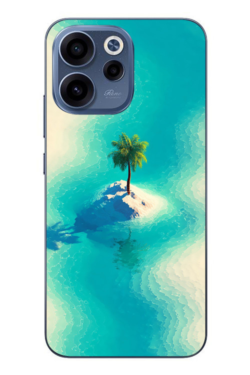 Oppo Reno 15F Uyumlu Adada Palmiye Baskılı Silikon Kılıf