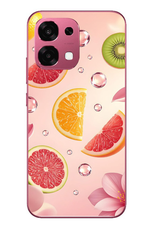 Oppo A6 Pro Uyumlu Meyve Dilimleri Baskılı Silikon Kılıf