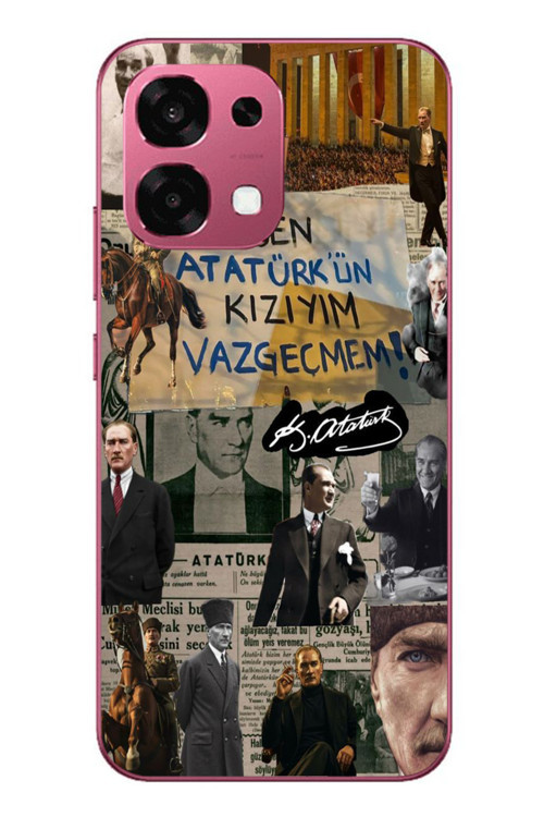 Oppo A6 Pro Uyumlu Ben Atatürk Kızıyım Baskılı Silikon Kılıf