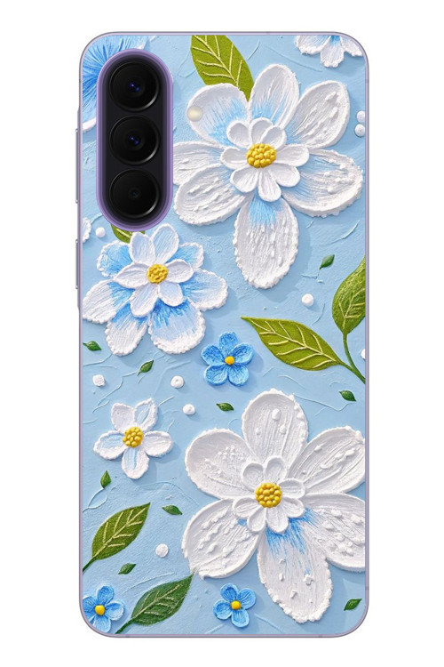 Samsung Galaxy A57 Uyumlu Mavi Papatyalar Baskılı Silikon Kılıf