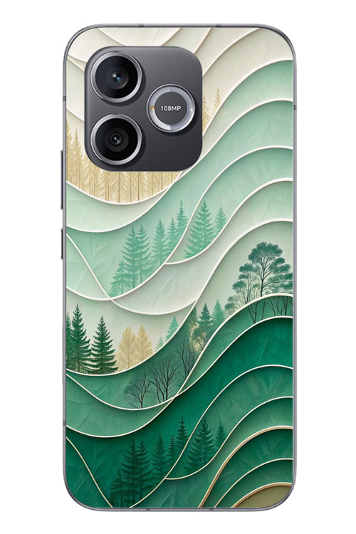 Honor 600 Uyumlu Beyaz Çizgili Orman Baskılı Silikon Kılıf