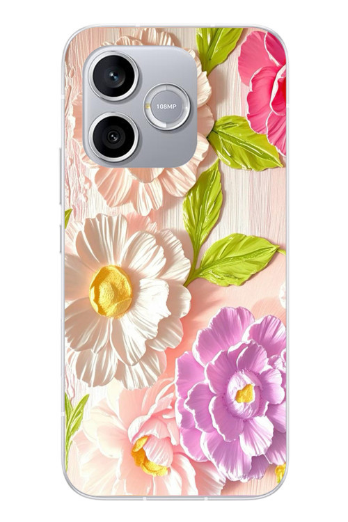 Honor 600 Lite Uyumlu Beyaz Papatyalar Baskılı Silikon Kılıf