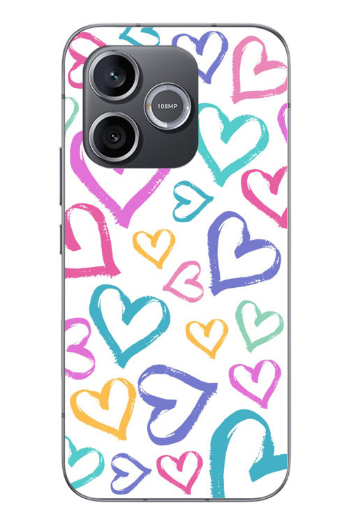 Honor 600 Uyumlu Modern Çizgi Kalpler Baskılı Silikon Kılıf
