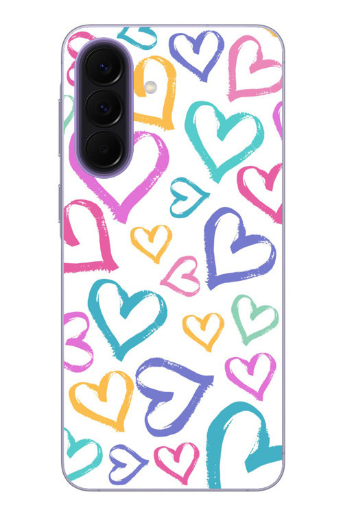 Samsung Galaxy A57 Uyumlu Modern Çizgi Kalpler Baskılı Silikon Kılıf