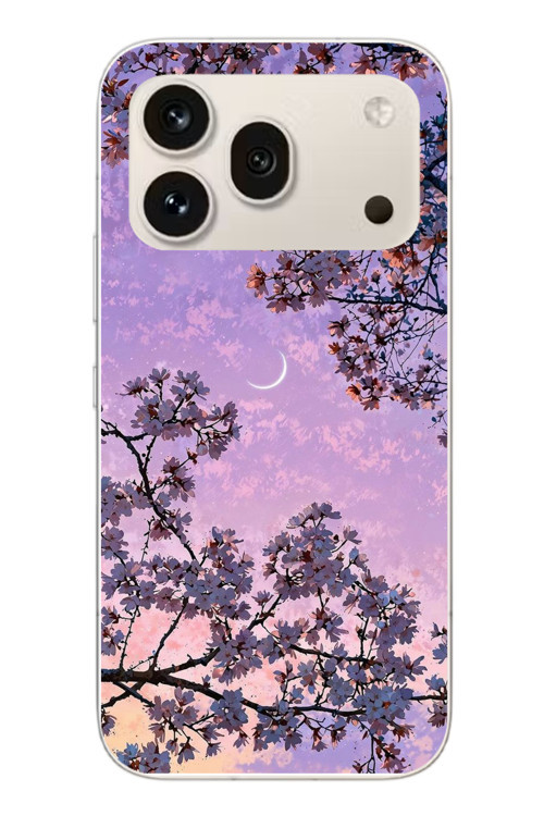 Honor 600 Pro Uyumlu Mor Gökyüzülü Ağaç Baskılı Silikon Kılıf