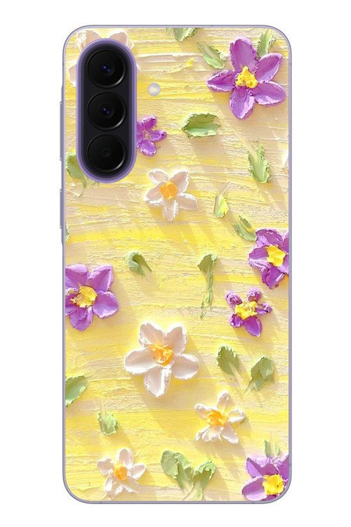 Samsung Galaxy A57 Uyumlu Mor Papatyalar Baskılı Silikon Kılıf