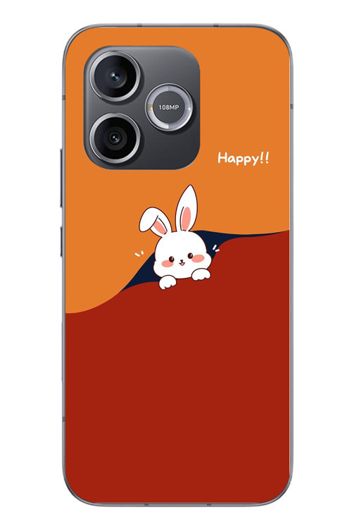 Honor 600 Uyumlu Mutlu Tavşan Baskılı Silikon Kılıf
