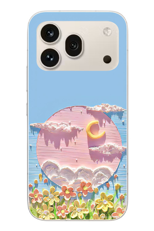 Honor 600 Pro Uyumlu Çiçekli Ay Baskılı Silikon Kılıf