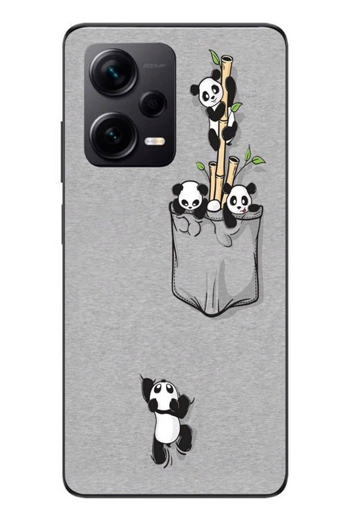 Redmi Note 12 Pro Plus Uyumlu Cepli Panda Baskılı Silikon Kılıf