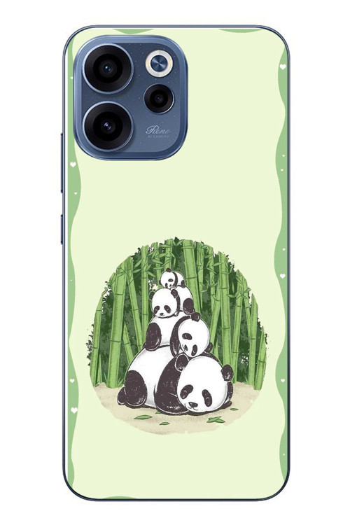 Oppo Reno 15F Uyumlu Panda Ailesi Baskılı Silikon Kılıf