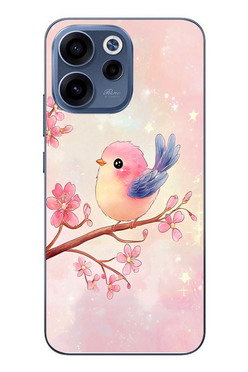 Oppo Reno 15F Uyumlu Dalda Ki Kuş Baskılı Silikon Kılıf