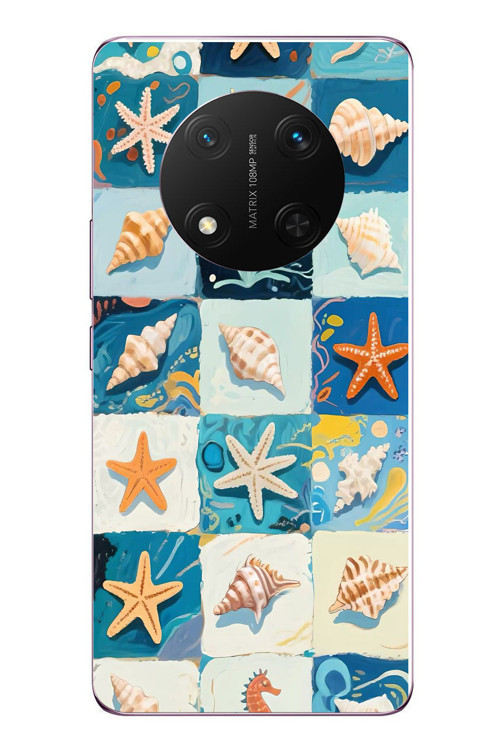 Honor Magic 7 Lite Uyumlu Deniz Kabukları Baskılı Silikon Kılıf