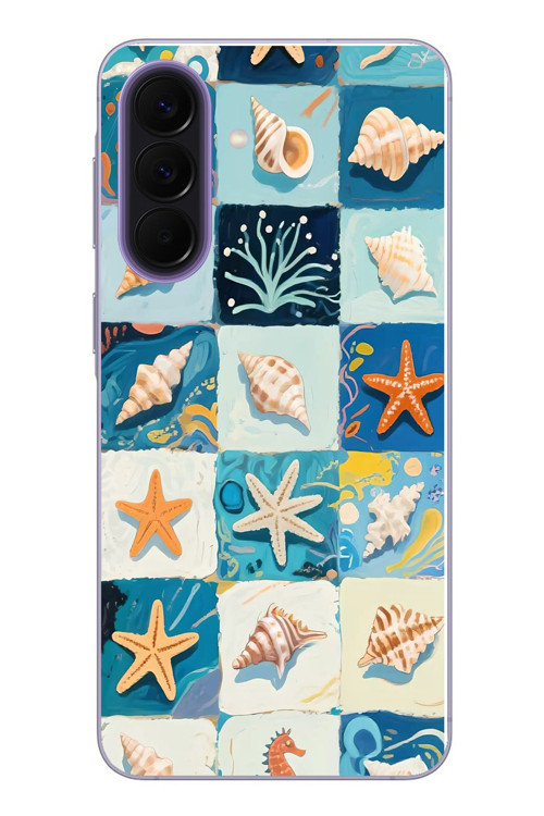 Samsung Galaxy A57 Uyumlu Deniz Kabukları Baskılı Silikon Kılıf