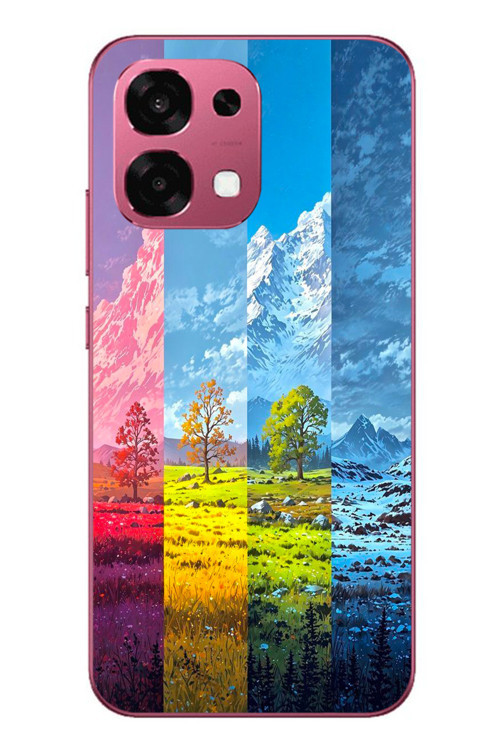 Oppo A6 Pro Uyumlu Dört Mevsim Manzara Baskılı Silikon Kılıf