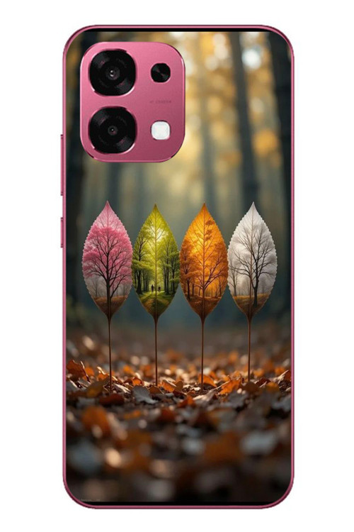 Oppo A6 Pro Uyumlu Dört Mevsim Yaprakları Baskılı Silikon Kılıf