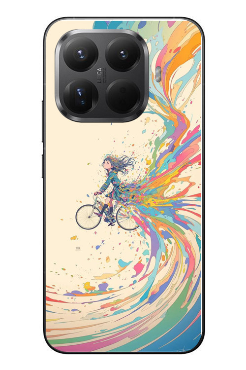 Xiaomi Mi 15T Pro Uyumlu Rengarenk Bisikletli Kız Baskılı Silikon Kılıf