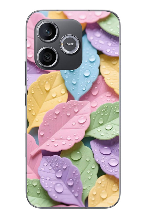 Honor 600 Uyumlu Pastel Damlalıklı Yapraklar Baskılı Silikon Kılıf