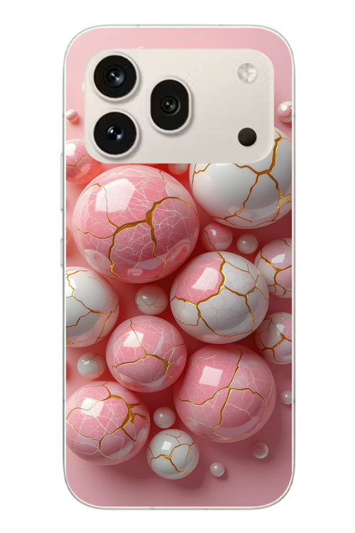 Honor 600 Pro Uyumlu Pembe Beyaz Kırık Toplar Baskılı Silikon Kılıf