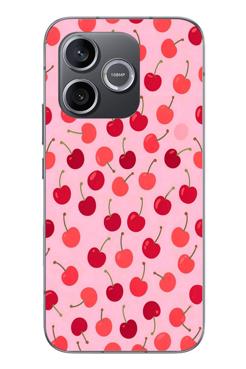 Honor 600 Uyumlu Pembe Kirazlar Baskılı Silikon Kılıf