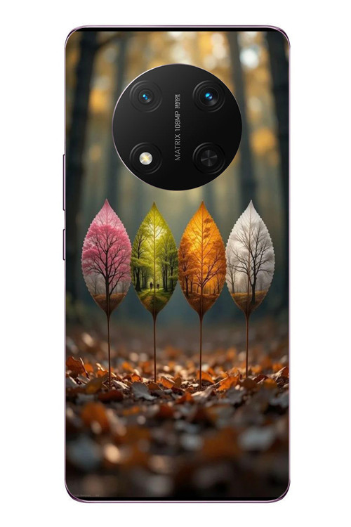 Honor Magic 7 Lite Uyumlu Dört Mevsim Yaprakları Baskılı Silikon Kılıf