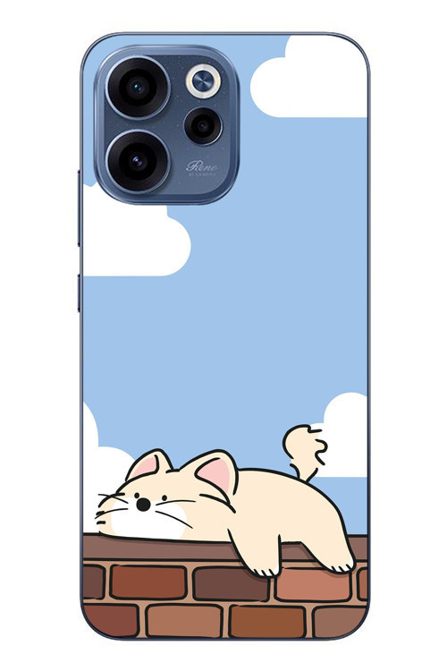 Oppo Reno 15F Uyumlu Duvar Üstünde Kedi Baskılı Silikon Kılıf