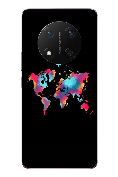 Honor Magic 7 Lite Uyumlu Dünya Renkli Haritası Baskılı Silikon Kılıf