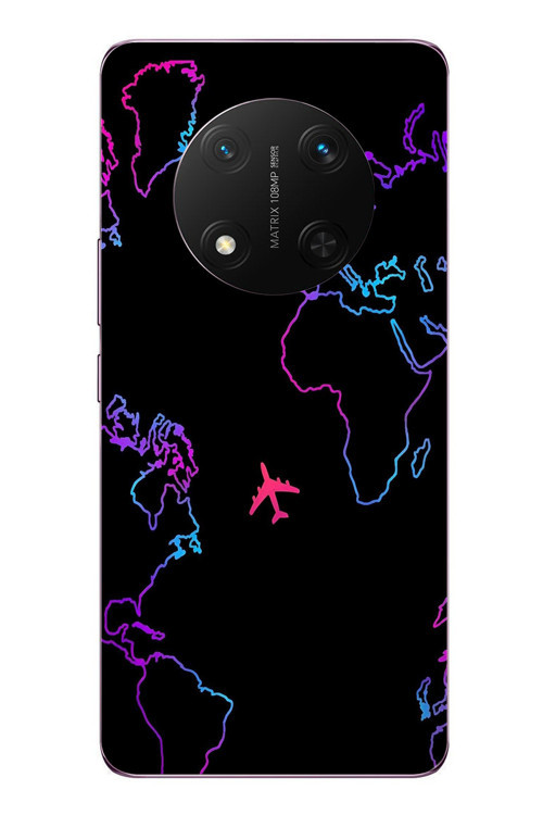 Honor Magic 7 Lite Uyumlu Dünya Uçuşu Baskılı Silikon Kılıf