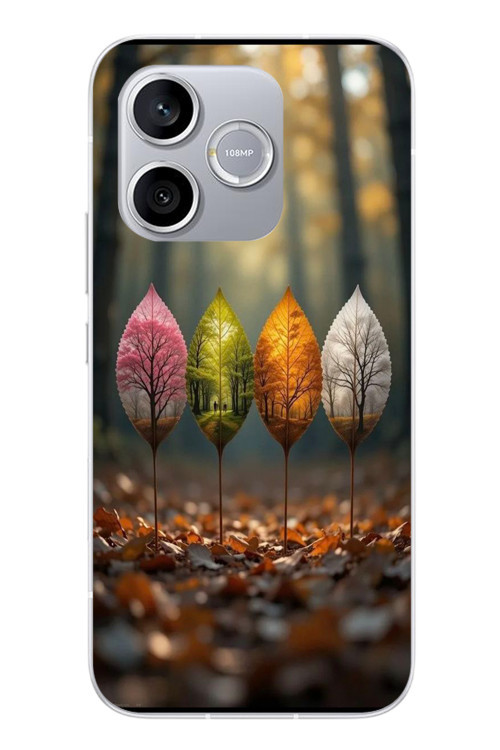 Honor 600 Lite Uyumlu Dört Mevsim Yaprakları Baskılı Silikon Kılıf