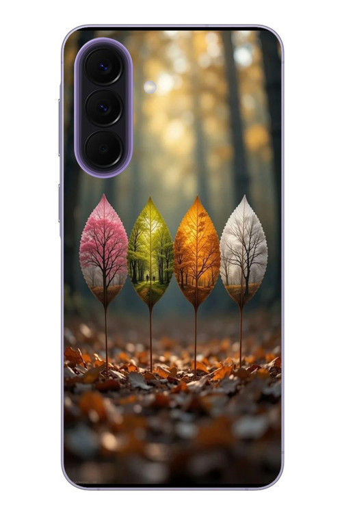 Samsung Galaxy A57 Uyumlu Dört Mevsim Yaprakları Baskılı Silikon Kılıf