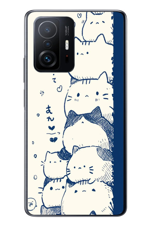 Xiaomi Mi 11 T-11 T Pro Uyumlu Mavi Kedi Kardeşliği Baskılı Silikon Kılıf