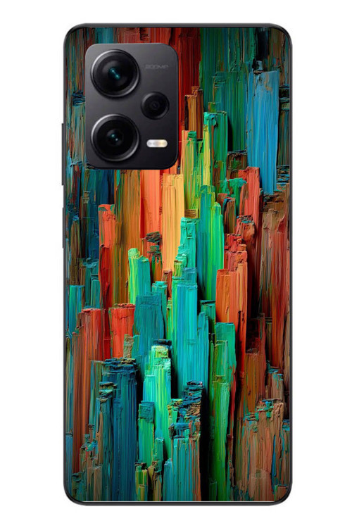 Redmi Note 12 Pro Plus Uyumlu Dikey Renkler Baskılı Silikon Kılıf